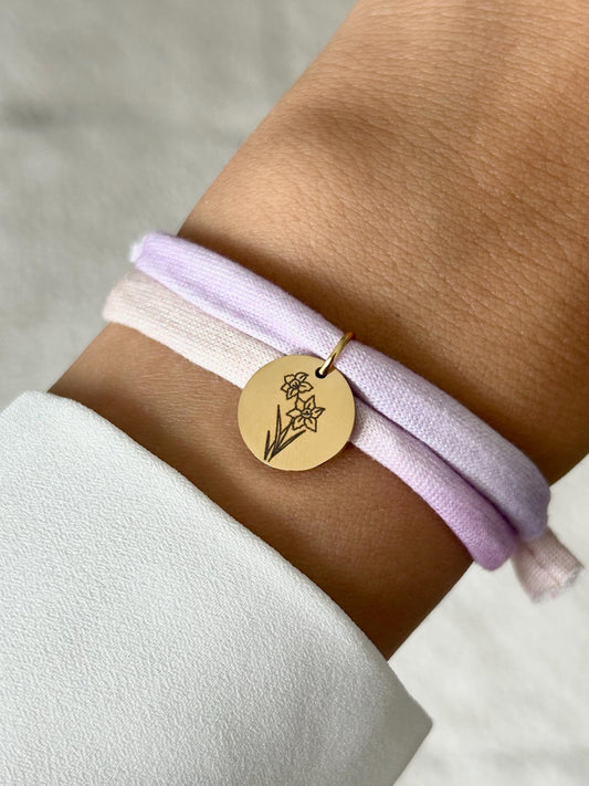 Bracelet floral personnalisé en corde, bracelet personnalisé avec fleur de naissance, cadeau naissance, sœur de cœur, fête des mères