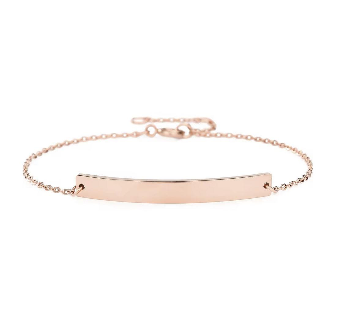 Bracelet personnalisé acier inoxydable, Bracelet prénom, argent, plaqué or ou or rose, bracelet barre gravée, cadeau fête des mères