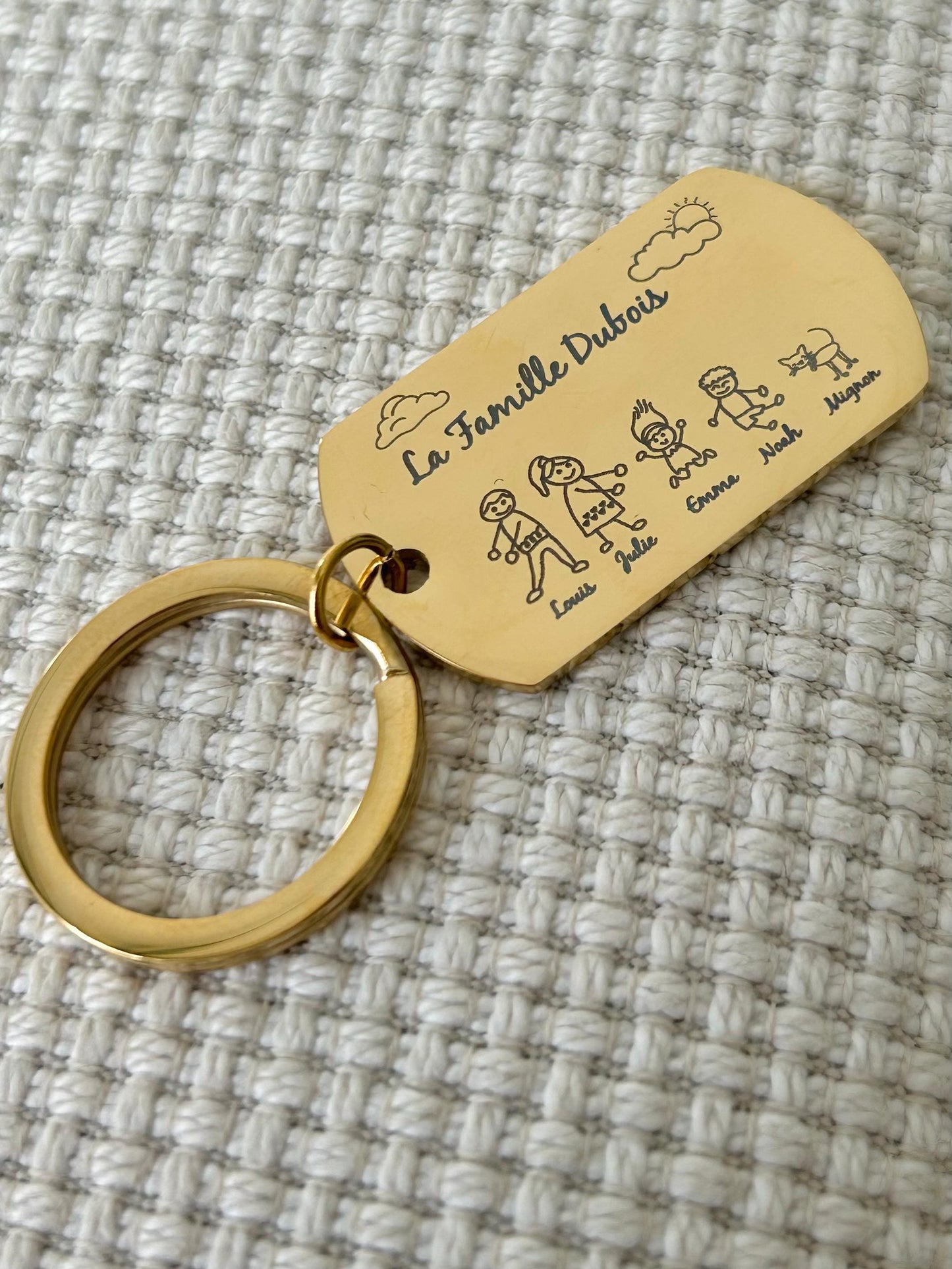 Porte-clés gravé personnalisé, porte-clés en acier inoxydable, porte clé personnalisé gravé famille, cadeau famille, cadeau fête des mères