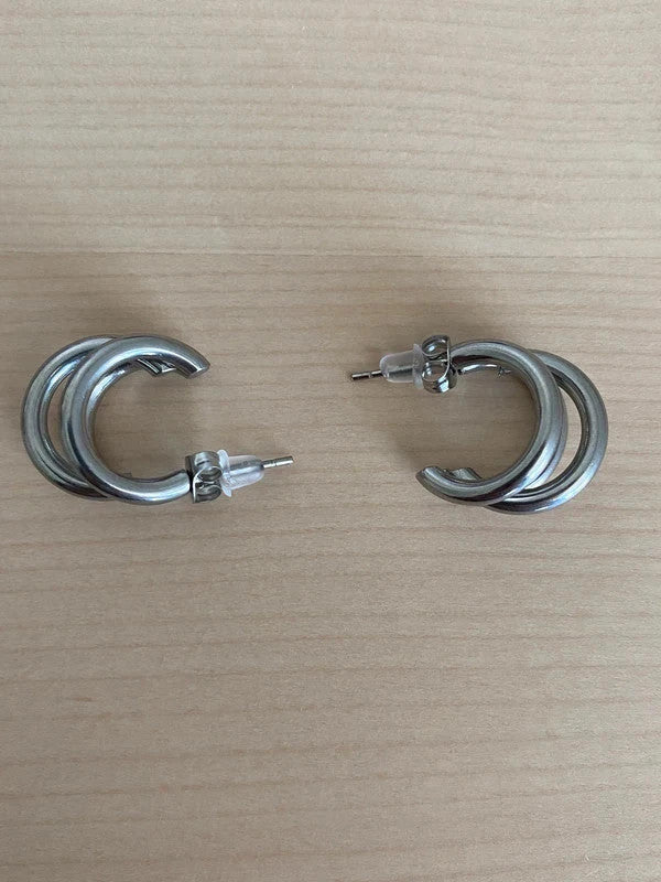 Boucles d'oreilles à triple cerceaux pour femmes, cerceaux argentés tendance, bijou minimaliste