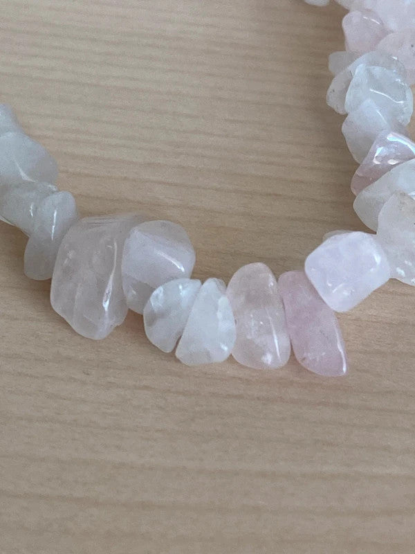 Bracelet pierre brute naturelle, bijou pierre quartz rose, cadeau unisexe