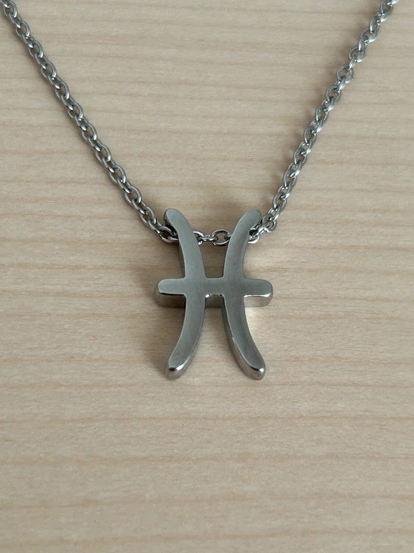 Collier pendentif zodiaque en acier inoxydable, collier chaîne argentée, signe poissons, idée cadeau