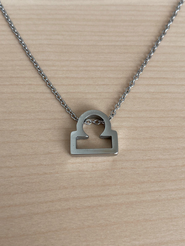 Collier pendentif zodiaque en acier inoxydable, collier chaîne argentée, signe balance, idée cadeau