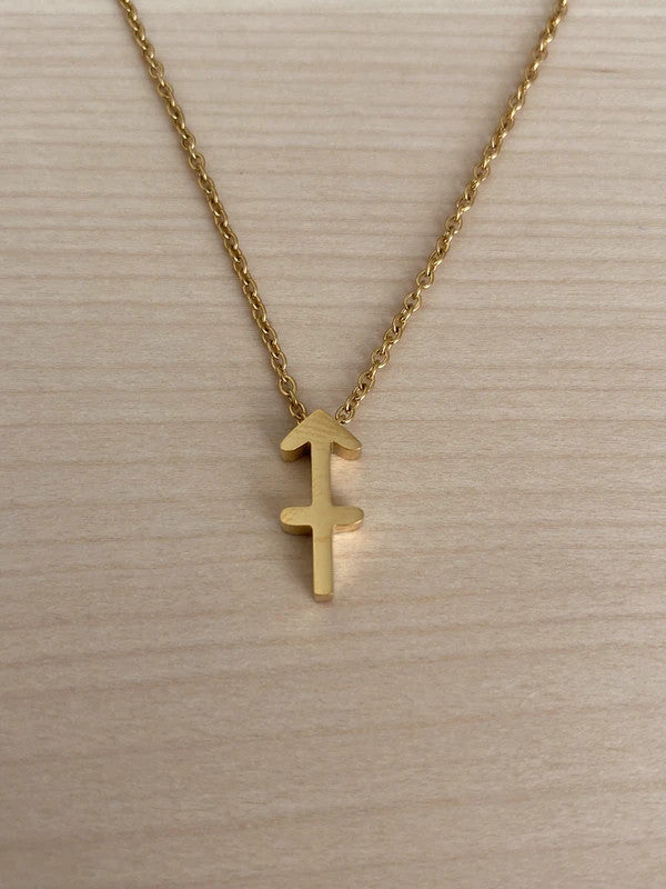 Collier pendentif zodiaque en acier inoxydable, collier chaîne dorée, signe sagittaire, idée cadeau