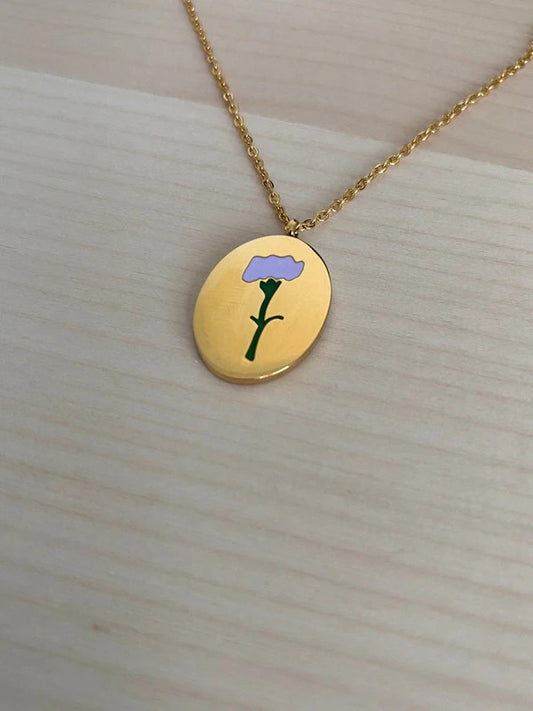 Collier floral en acier inoxydable, pendentif fleur Œillet, cadeau pour elle