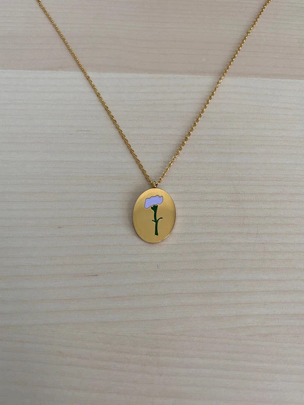 Collier floral en acier inoxydable, pendentif fleur Œillet, cadeau pour elle