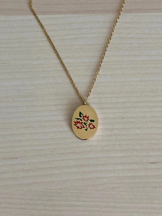Collier floral en acier inoxydable, pendentif fleur Poinsettia, cadeau pour elle