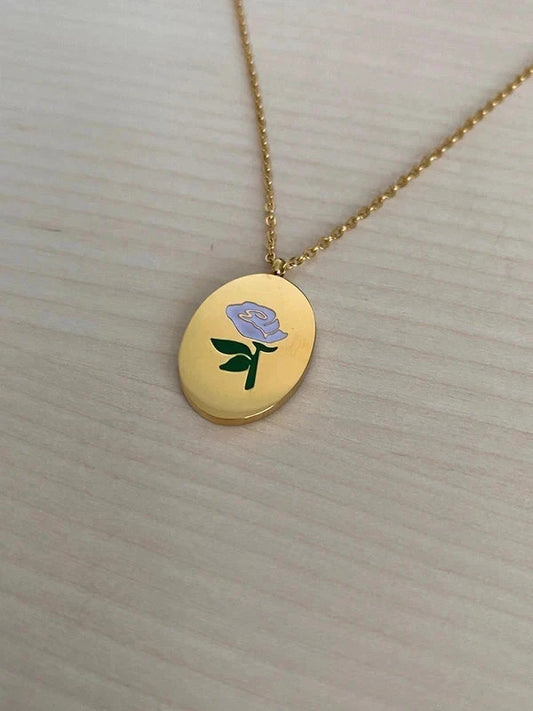 Collier floral en acier inoxydable, pendentif fleur Rose, cadeau pour elle