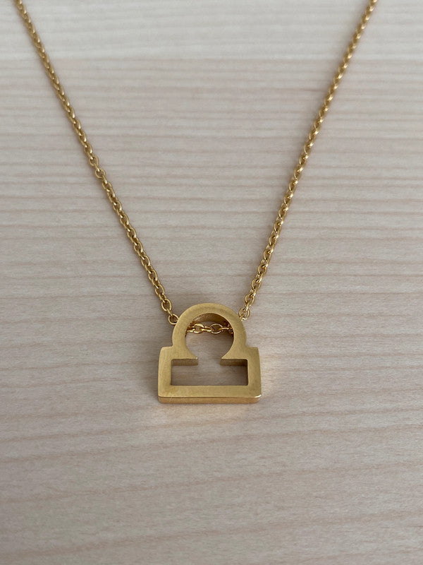 Collier pendentif zodiaque en acier inoxydable, collier chaîne dorée, signe balance, idée cadeau