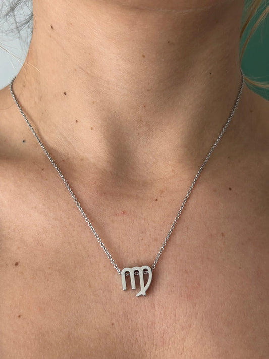 Collier pendentif zodiaque en acier inoxydable, collier chaîne argentée, signe vierge, idée cadeau