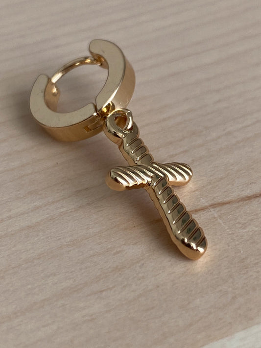 Boucle d'oreille pendante croix, Créoles pendantes croisées, bijou minimaliste, religieux