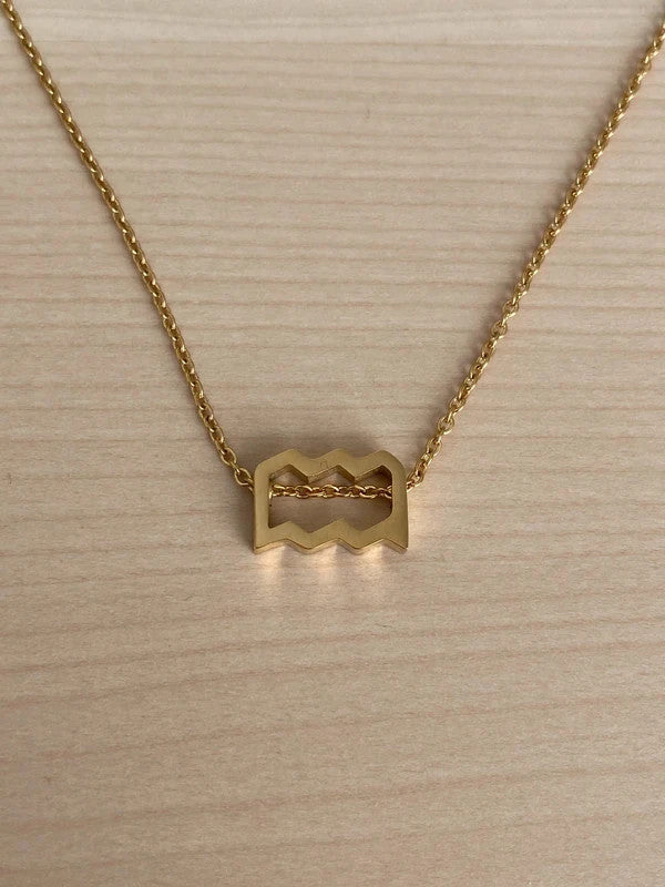 Collier pendentif zodiaque en acier inoxydable, collier chaîne dorée, signe verseau, idée cadeau
