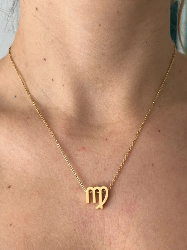 Collier pendentif zodiaque en acier inoxydable, collier chaîne dorée, signe vierge, idée cadeau