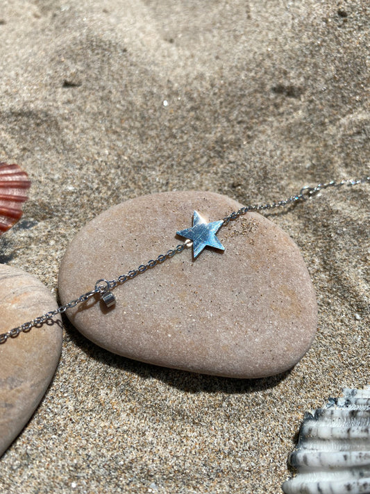 Bracelet de cheville avec pendentifs en forme d'étoile, bracelet de cheville en acier inoxydable