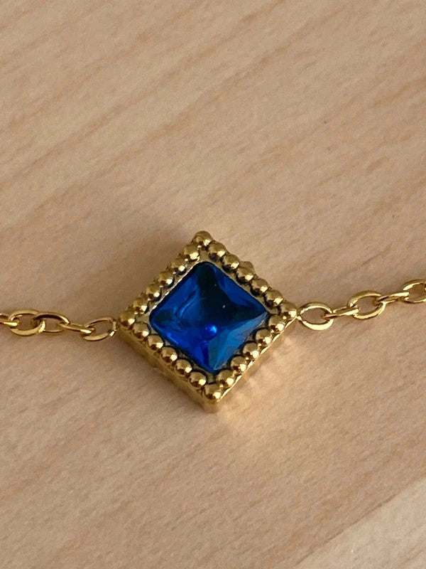 Bracelet femme en acier inoxydable avec pierres naturelles, chaîne dorée, cadeau pour elle