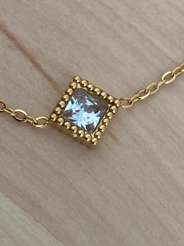 Bracelet femme en acier inoxydable avec pierres naturelles, chaîne dorée, cadeau pour elle