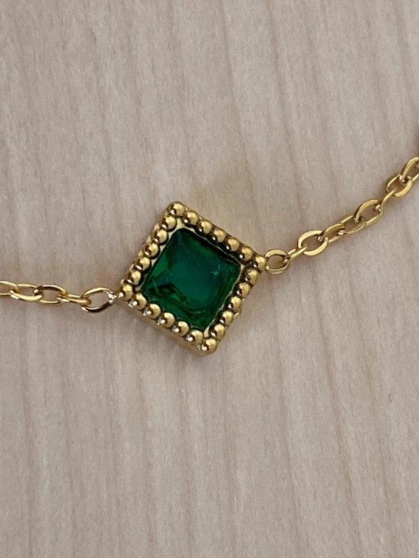 Bracelet femme en acier inoxydable avec pierres naturelles, chaîne dorée, cadeau pour elle