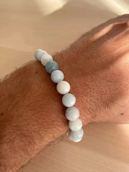 Bracelet en pierre naturelle, bracelet aigue-marine, cadeau unisexe