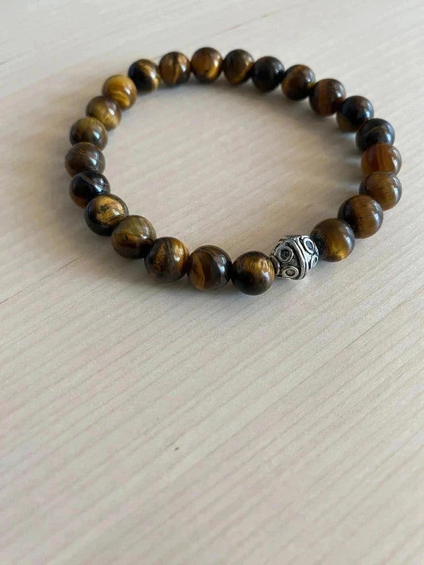 Bracelet pierre naturelle, bracelet œil tigre, bracelet semi-précieux, cadeau unisexe