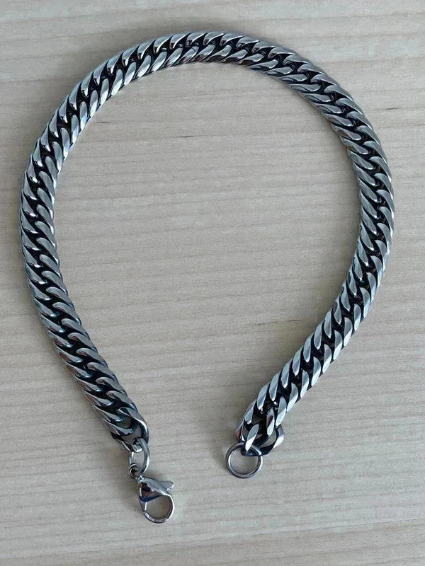 Bracelet homme en acier inoxydable, bracelet chaîne cubaine, bijou homme, cadeau pour lui