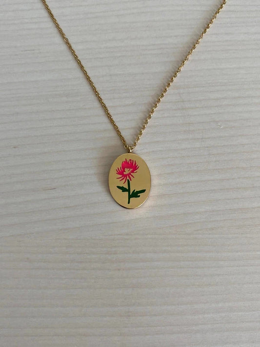 Collier floral en acier inoxydable, pendentif fleur Chrysanthème, cadeau pour elle