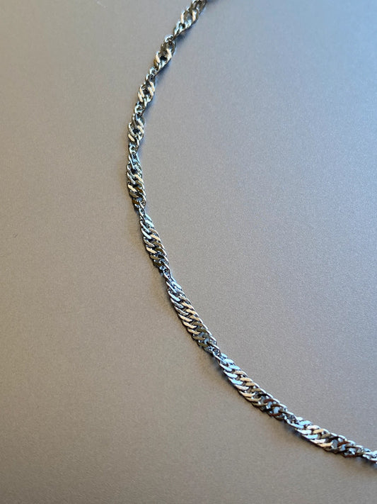 Bracelet de cheville en acier inoxydable, bracelet double chaîne argenté, Singapore, bijou d'été