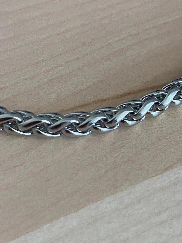 Bracelet en acier inoxydable argenté, bracelet chaîne byzantine, bijou homme, cadeau pour lui