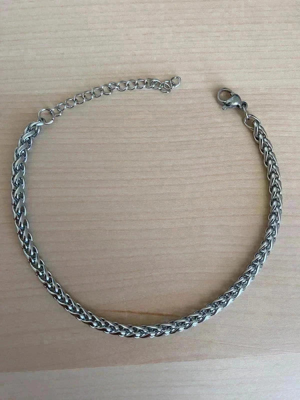 Bracelet en acier inoxydable argenté, bracelet chaîne byzantine, bijou homme, cadeau pour lui