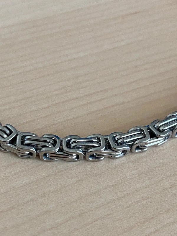 Bracelet homme acier inoxydable argenté, bracelet chaîne viking, cadeau été, cadeau pour lui