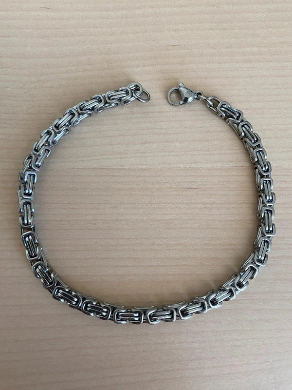 Bracelet homme acier inoxydable argenté, bracelet chaîne viking, cadeau été, cadeau pour lui