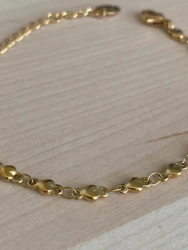 Bracelet chaîne dorée en acier inoxydable, bracelet forme cœur, bijou femme, cadeau pour elle