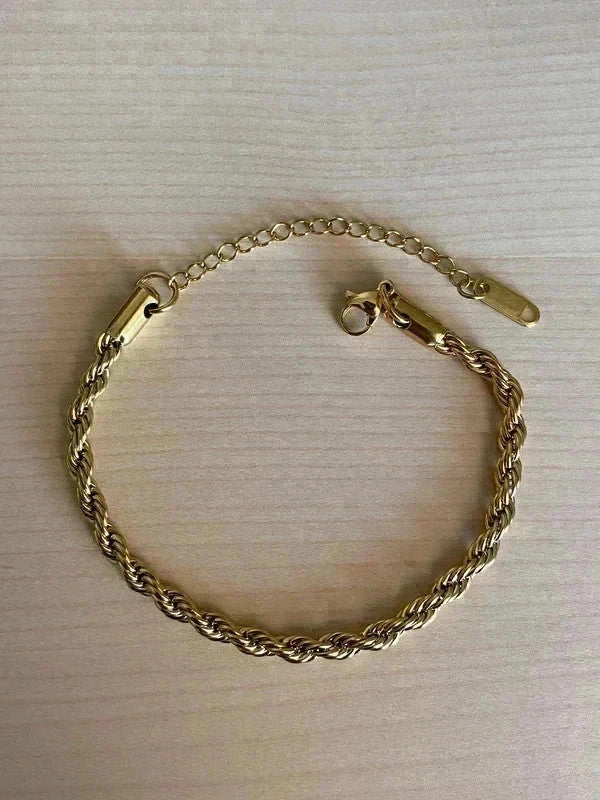 Bracelet femme torsadé, bracelet acier inoxydable doré, style élégant, cadeau femme