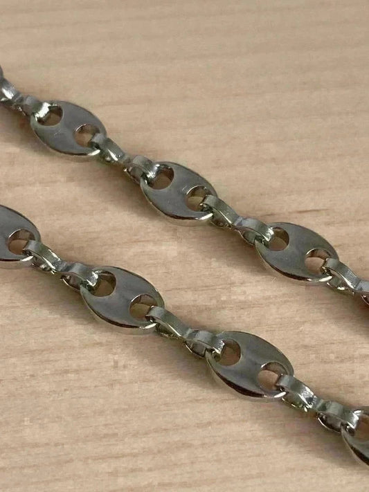 Collier homme acier inoxydable, collier chaîne graine de café, cadeau bijou homme