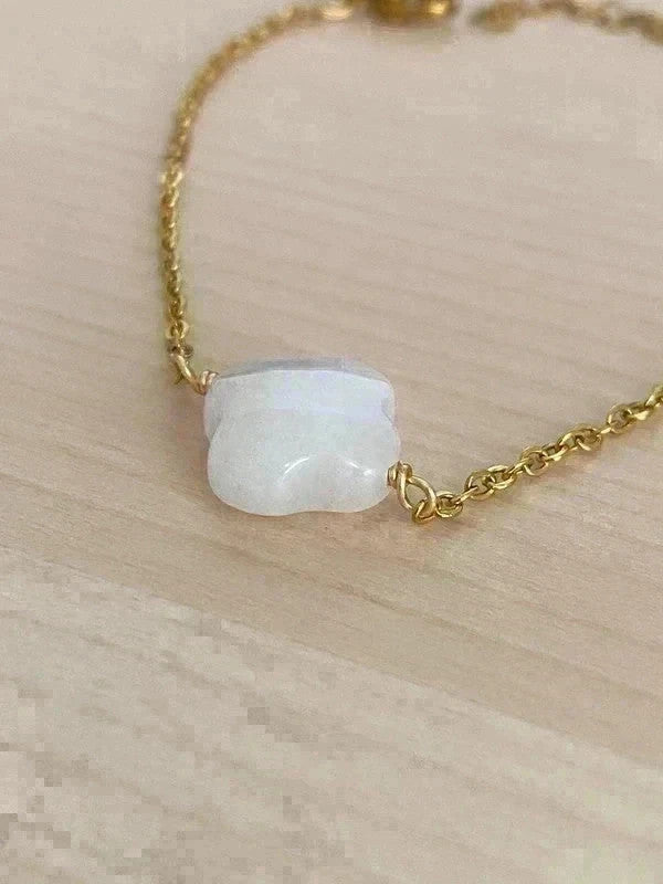 Bracelet pierre naturelle trèfle, bracelet à breloques, bracelet chaîne acier inoxydable