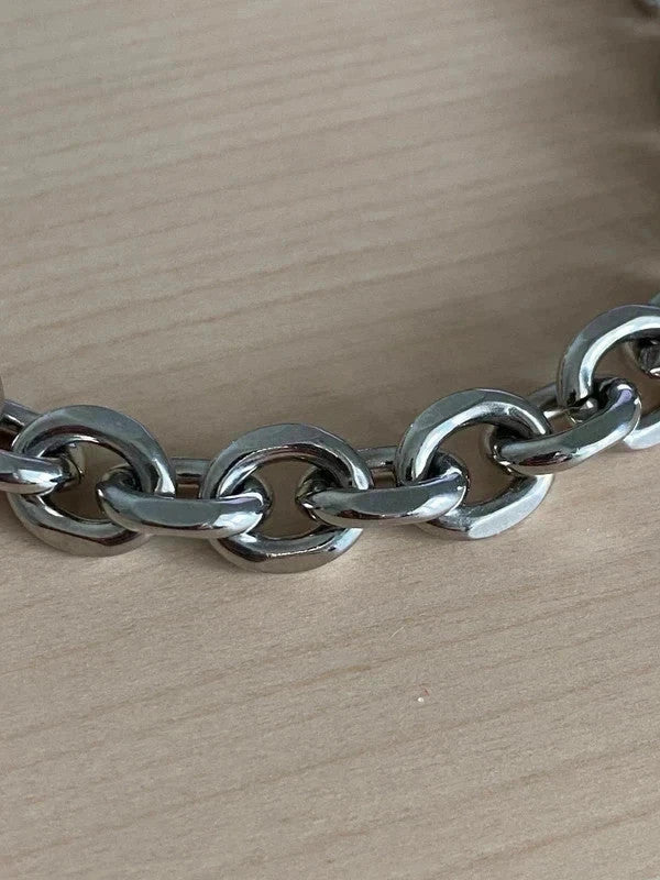 Bracelet homme acier inoxydable, bracelet chaîne argentée, chaîne trombone, cadeau pour lui