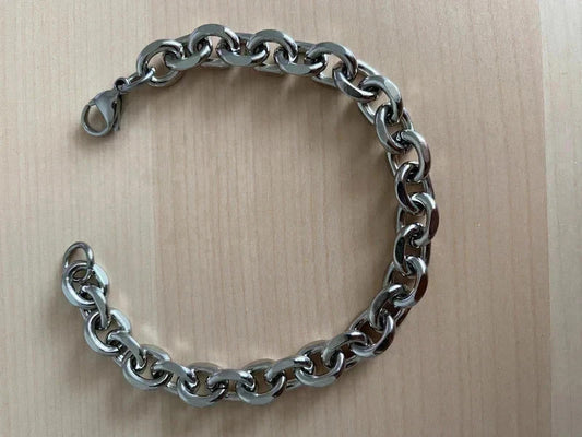 Bracelet homme acier inoxydable, bracelet chaîne argentée, chaîne trombone, cadeau pour lui