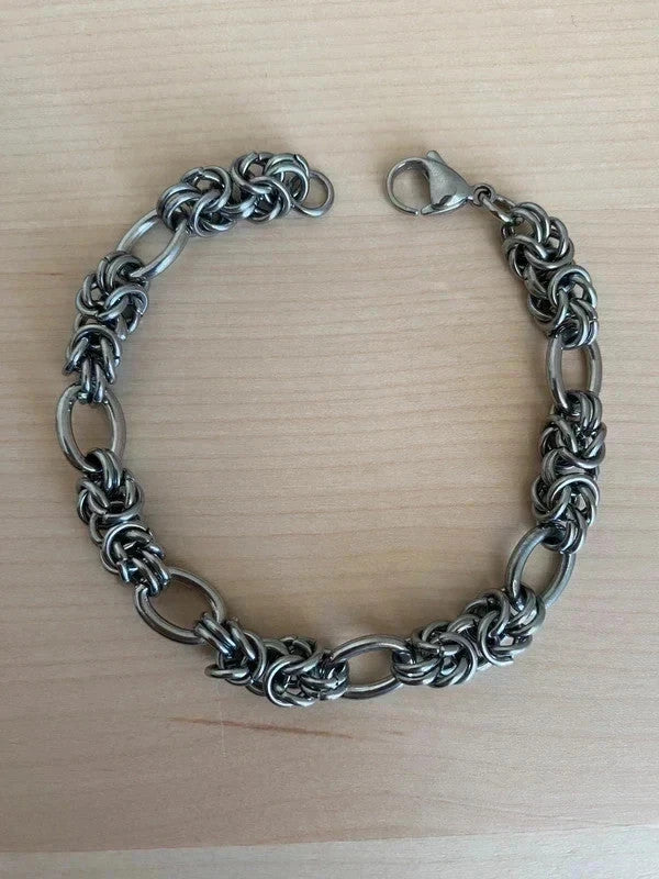 Bracelet homme acier inoxydable, bracelet chaîne nœud grenouille modèle antique, cadeau pour lui