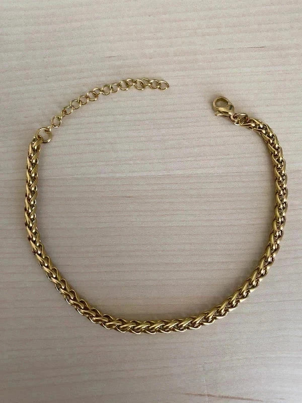 Bracelet en acier inoxydable doré, bracelet chaîne byzantine, bijou homme, cadeau pour lui