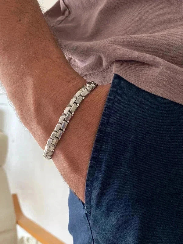 Bracelet homme en acier inoxydable, bracelet chaîne escalier, cadeau papa, cadeau pour lui