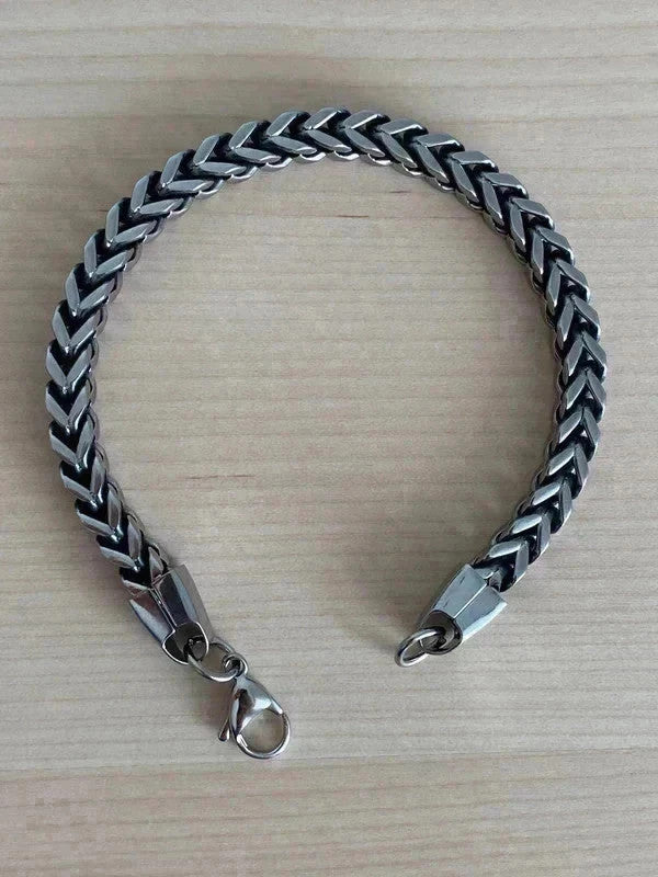 Bracelet homme en acier inoxydable, bracelet chaîne blé, bijou homme, cadeau pour lui