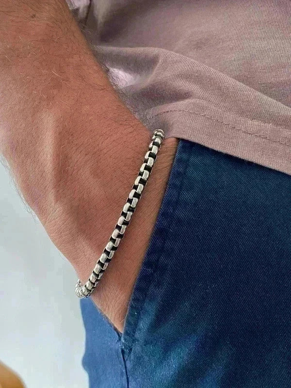 Bracelet homme en acier inoxydable, bracelet chaîne sétaire, bijou homme, cadeau pour lui