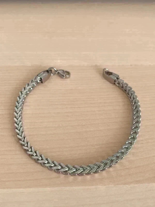 Bracelet homme en acier inoxydable, bracelet chaîne blé, bijou homme, cadeau pour lui