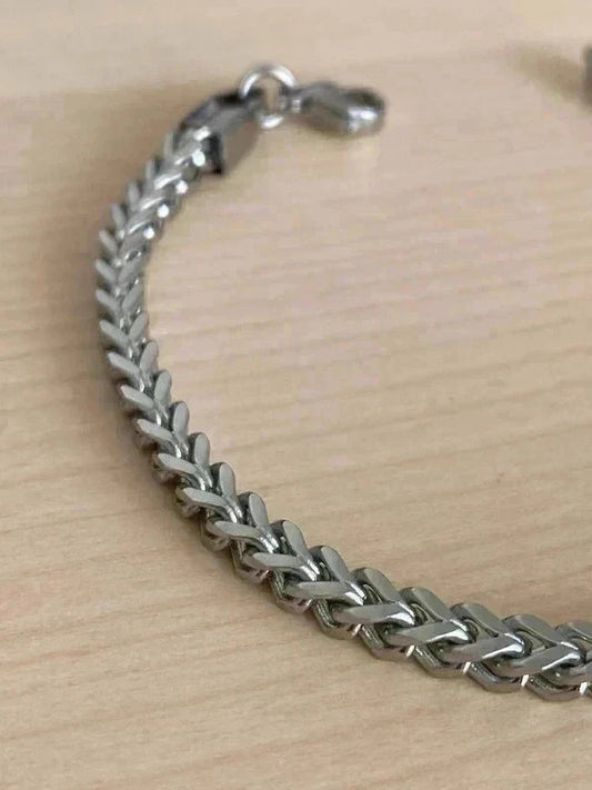 Bracelet homme en acier inoxydable, bracelet chaîne blé, bijou homme, cadeau pour lui