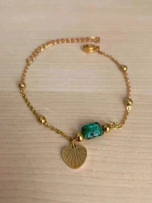 Bracelet Chaîne en Acier Inoxydable avec Perles en Pierre Naturelle, cadeau parfait