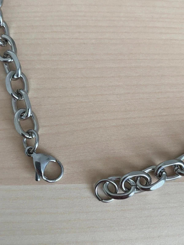 Collier homme en acier inoxydable, collier chaîne trombone, bijou homme, cadeau pour lui