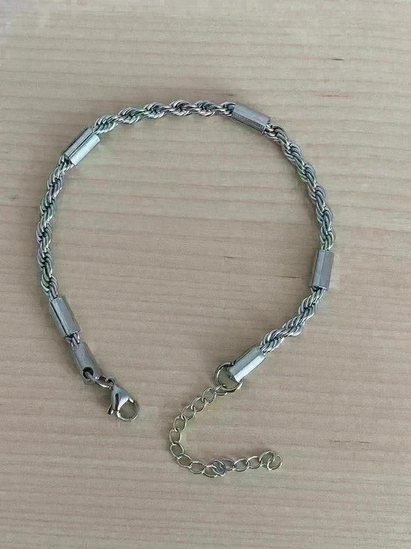 Bracelet homme en acier inoxydable, bracelet chaîne torsadée avec maillons, bijou pour lui