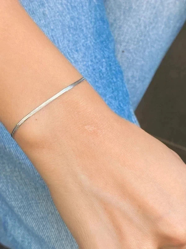 Bracelet femme acier inoxydable, style italien, bracelet minimaliste, cadeau pour femme