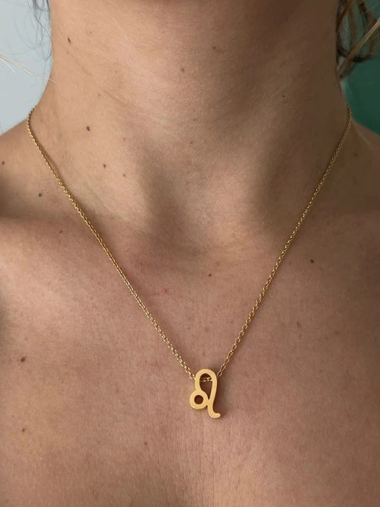 Collier pendentif zodiaque en acier inoxydable, collier chaîne dorée, signe Leo, idée cadeau