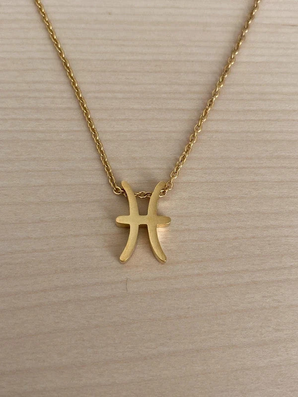 Collier pendentif zodiaque en acier inoxydable, collier chaîne dorée, signe poissons, idée cadeau