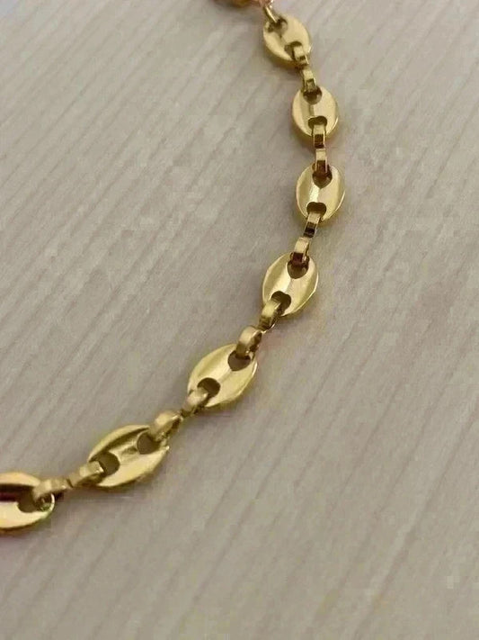 Bracelet homme acier inoxydable doré, bracelet chaîne graine de café, cadeau papa, cadeau pour lui